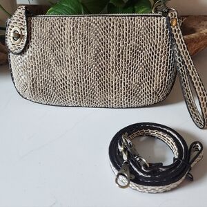 NWOT Wristlet, Cross Body, Clutch Handbag. Brown & Cream Python Look